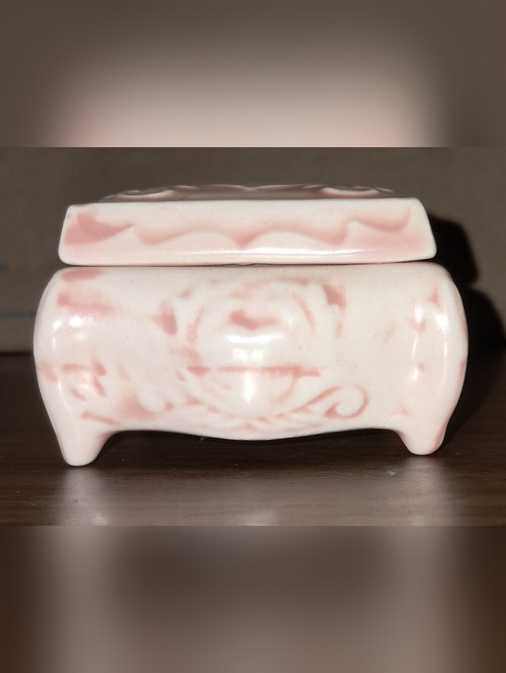 Vintage Pink Ceramic Trinket Box